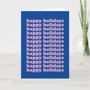 Prettige Feestdagen Typografie in Roze en Blauw Kaart
