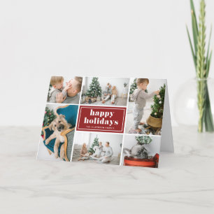 Prettige feestdagen Typografie Red Photo Collage Kaart