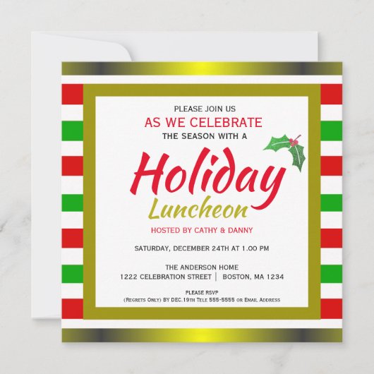 Prettige feestdagen Uitnodiging voor kerstlunch (Voorkant)