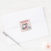 Prettige feestdagen UNICORN Christmas Vierkante Sticker (Envelop)