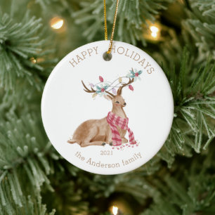 Prettige feestdagen Vakantie Herten Kleurrijk Keramisch Ornament