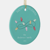 Prettige feestdagen Vakantie Lichten Kleurrijk Keramisch Ornament (Rechts)