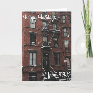 prettige feestdagen van NYC Kerstmis Hanukkah Snow Kaart