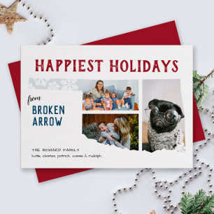 prettige feestdagen van Oklahoma Three Photo Movin Feestdagenkaart