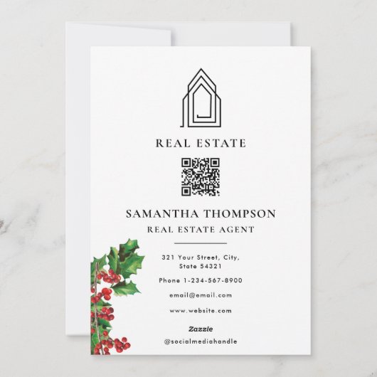 Prettige feestdagen Vastgoedmakelaar Realtor Chris Feestdagenkaart (Achterkant)