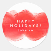 prettige feestdagen vet modern retro rood plezier ronde sticker (Voorkant)