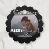 Prettige feestdagen Vrolijk en getrouwd zwart wit Bedankjes Labels (Achterkant)