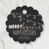 Prettige feestdagen Vrolijk en getrouwd zwart wit Bedankjes Labels (Voorkant)