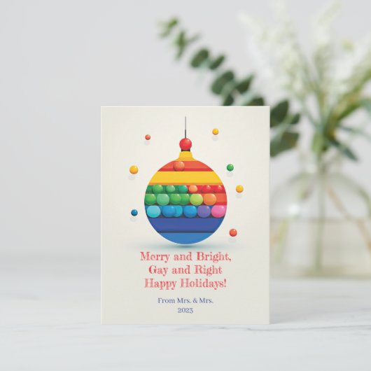 Prettige feestdagen Vrolijk en helder, Gay en Rech Feestdagenkaart (Staand voorkant)