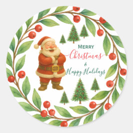 Prettige feestdagen Vrolijk Kerstfeest & Santa Wre Ronde Sticker