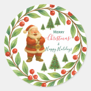 Prettige feestdagen Vrolijk Kerstfeest & Santa Wre Ronde Sticker