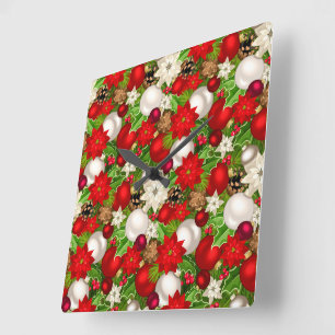 prettige feestdagen wandklok vierkante klok