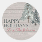 Prettige feestdagen Waterverf Aangepaste naam Ronde Sticker (Voorkant)