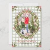 Prettige feestdagen Waterverf Bloemenboog Familief Feestdagenkaart (Voorkant)