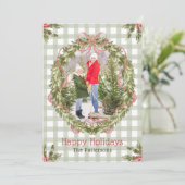 Prettige feestdagen Waterverf Bloemenboog Familief Feestdagenkaart (Staand voorkant)