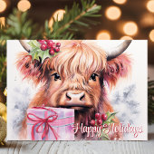 Prettige feestdagen Waterverf Hoogland Koe Kerst