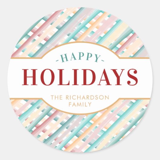 prettige feestdagen Waterverf kerstmis Ronde Sticker (Voorkant)