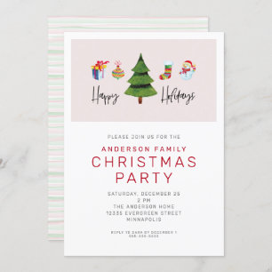 Prettige feestdagen Waterverf Leuk kerstfeest Kaart