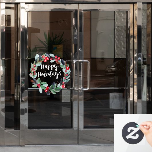 prettige feestdagen waterverf met script raamsticker (Kantoordeur)