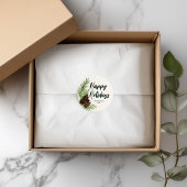 Prettige feestdagen Waterverf Pine Winter Greenery Ronde Sticker