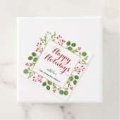 prettige feestdagen Waterverf wintergroene plein Bedankjes Labels (In situ)