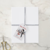 Prettige feestdagen Waterverf wintervogel rood Cadeaulabel (Met Touw)