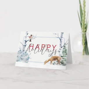 prettige feestdagen waterverf zakelijke kerst hert bedankkaart