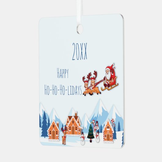 Prettige feestdagen Whimsical Metalen Ornament (Voorkant links)