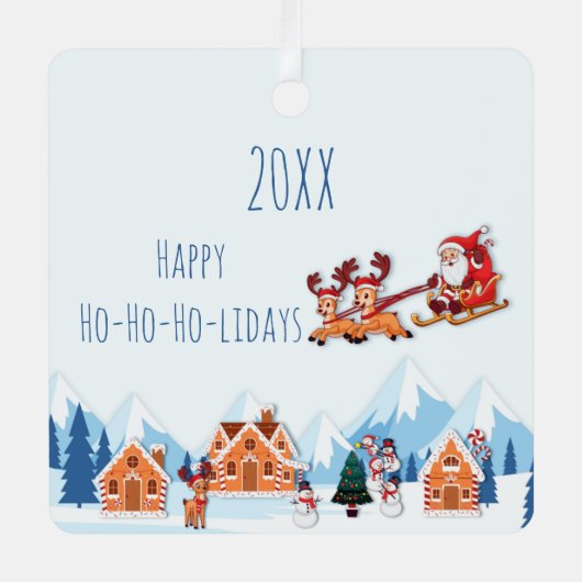 Prettige feestdagen Whimsical Metalen Ornament (Voorkant)