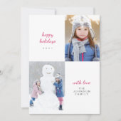 prettige feestdagen White Snowy Minimal Family Fot Feestdagenkaart (Voorkant)