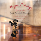 prettige feestdagen winkelmeisje met roodrood raamsticker (Vel 2)