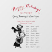 prettige feestdagen winkelmeisje met roodrood raamsticker (Vel)