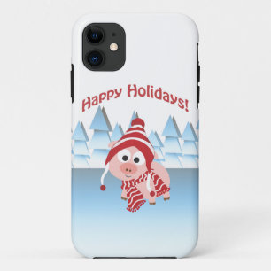 prettige feestdagen! Winter Pig iPhone 11 Hoesje