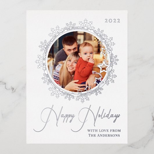 prettige feestdagen Winter Snowflake 1 Fotokerstfe (Voorkant)