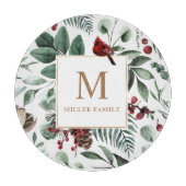 Prettige feestdagen Wintergroen Snijplank (Voorkant)