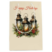 Prettige feestdagen Winterlantaarns Medium Cadeauzakje (Voorkant)