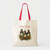 Prettige feestdagen Winterlantaarns Tote Bag (Voorkant)