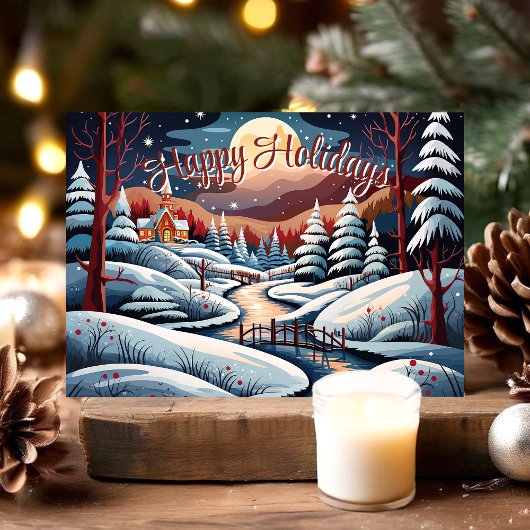 Prettige feestdagen Winternachtscène