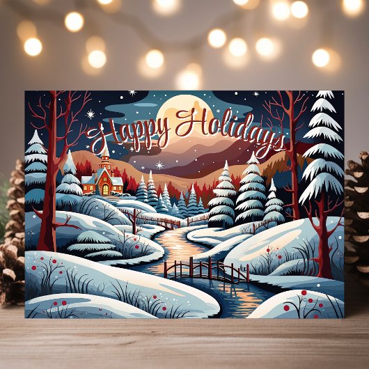 Prettige feestdagen Winternachtscène