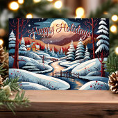 Prettige feestdagen Winternachtscène Kaart