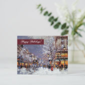 prettige feestdagen. Winterparisian Scene Feestdagenkaart (Staand voorkant)