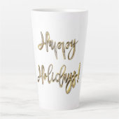 Prettige feestdagen Witte Diamanten Gouden Script  Latte Mok (Voorkant)