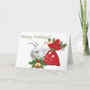 prettige feestdagen Witte geit met kerstcadeautjes Kaart