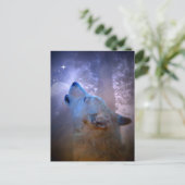 prettige feestdagen Wolf en Moon Briefkaart (Staand voorkant)