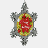 prettige feestdagen Wreate met Snowflakes Tin Sneeuwvlok Ornament (Links)