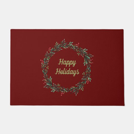 prettige feestdagen Wreath Deurmat (Voorkant)