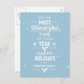 Prettige feestdagen Zacht blauw en wit tekstontwer (Voorkant / Achterkant)