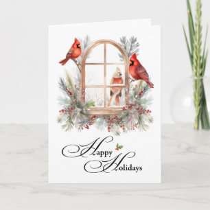 Prettige feestdagen Zakelijk - Winter Cardinal Bir Kaart