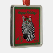 Prettige feestdagen Zebra Metalen Ornament (Rechts)