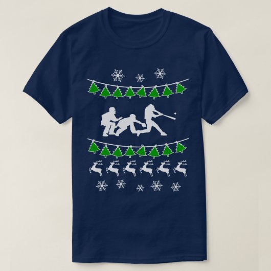 Prettige feestdagen Zee Honkbal Lelijke Kersttrui T-shirt (Design voorkant)